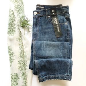 Express Straight Crop High Rise Jeans Rigid Dark Wash Size 6 NWT